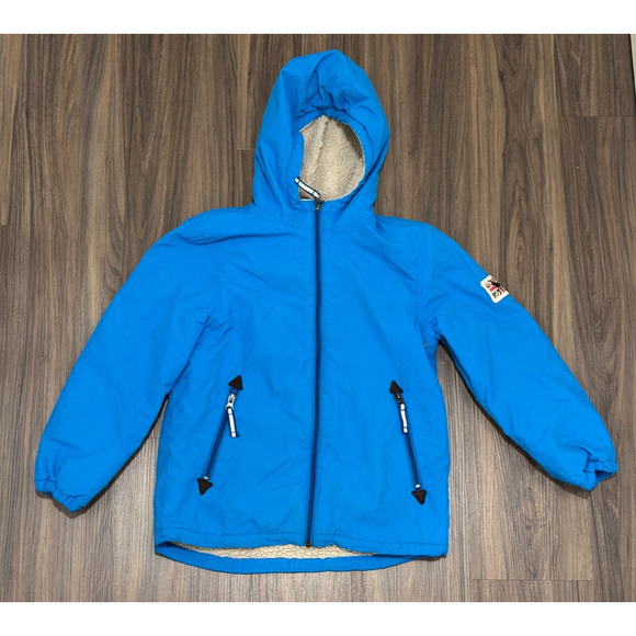 Mini Boden Blue Sherpa Lined Hooded Parka Pockets - Size 9-10Y - Picture 1 of 10